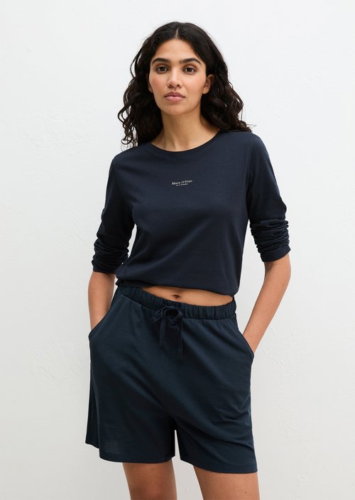 Long-sleeved lounge shirt — Dark Navy Q898