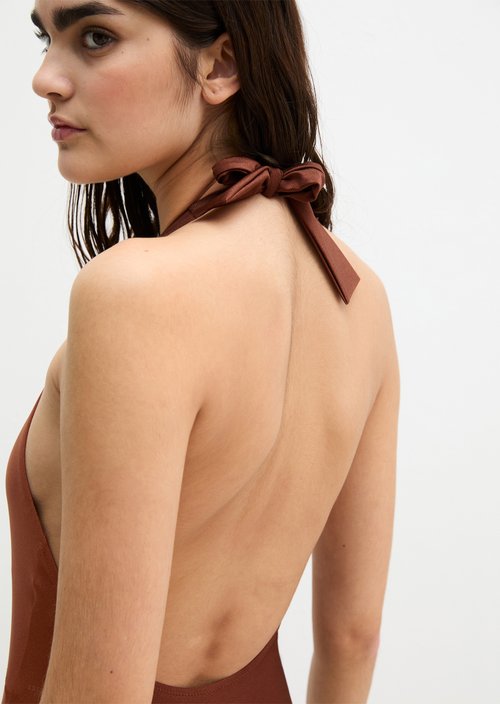 Halter neck swimsuit — Cappuccino