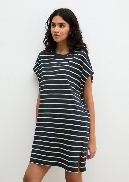Short-sleeved lounge shirt — Dark Navy Stripe Q