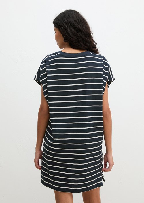 Short-sleeved lounge shirt — Dark Navy Stripe Q