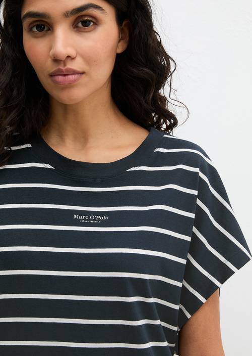 Kurzarm-Lounge-Shirt Dark Navy Stripe Q - Produkt Bild 2