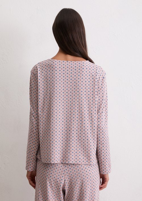 Long-sleeved lounge shirt — Dark Mauve Print