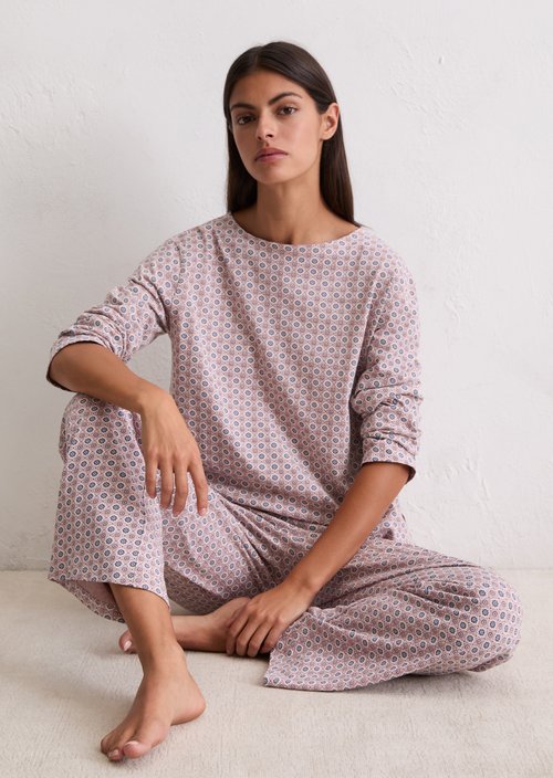 Long-sleeved lounge shirt — Dark Mauve Print