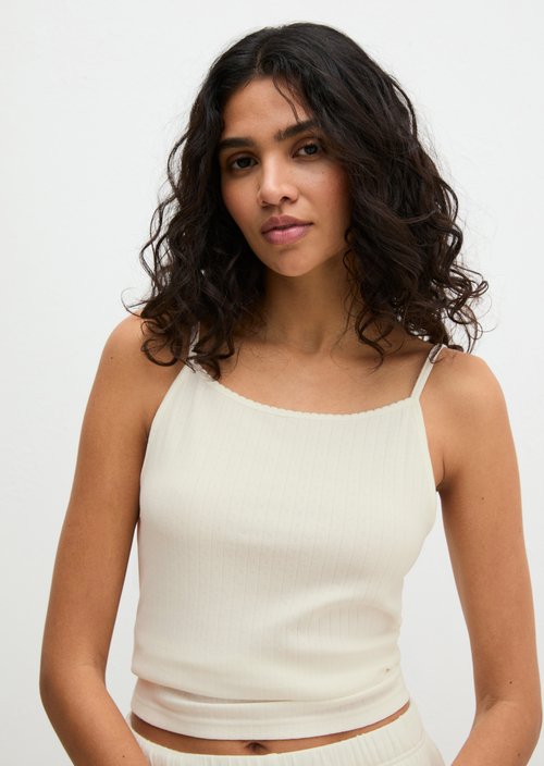 Lounge cami top — White Cotton Q152