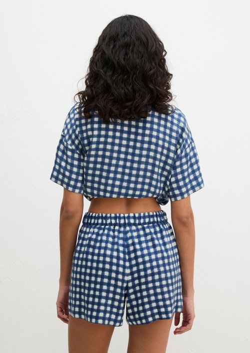 Lounge shorts — Navy Peony Check