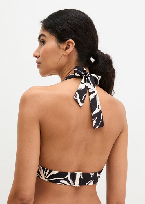 Halter neck bikini top — Black/White