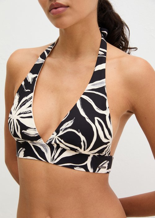 Halter neck bikini top — Black/White