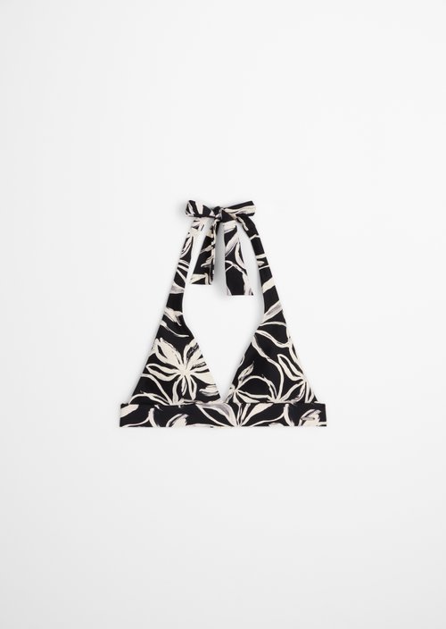 Halter neck bikini top — Black/White