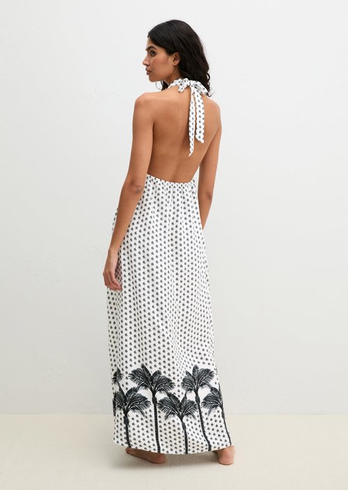 Beach dress — White Cotton Palm Print