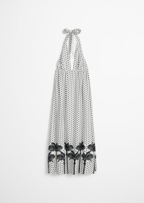 Beach dress — White Cotton Palm Print