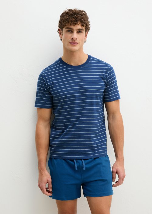 Lounge T-shirt — Navy Peony Stripe