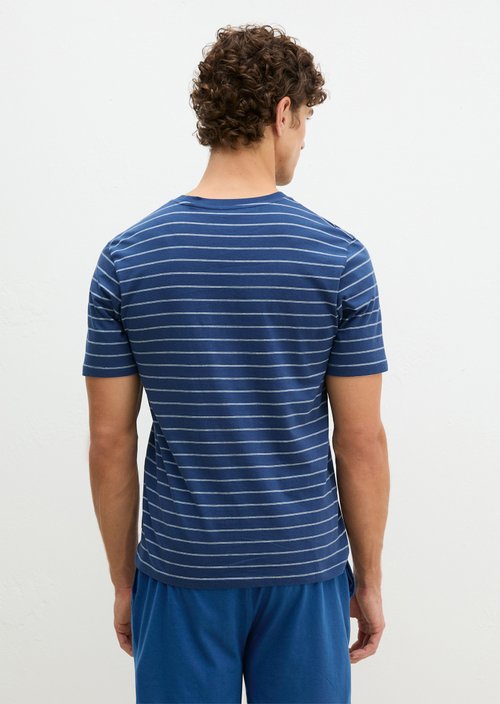 Lounge T-shirt — Navy Peony Stripe