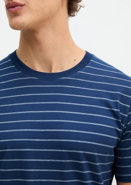Lounge T-shirt — Navy Peony Stripe