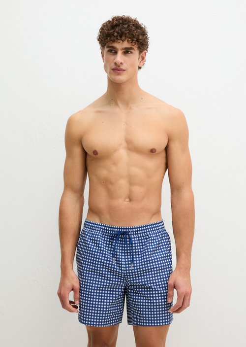 Swimming shorts — Navy Peony Check