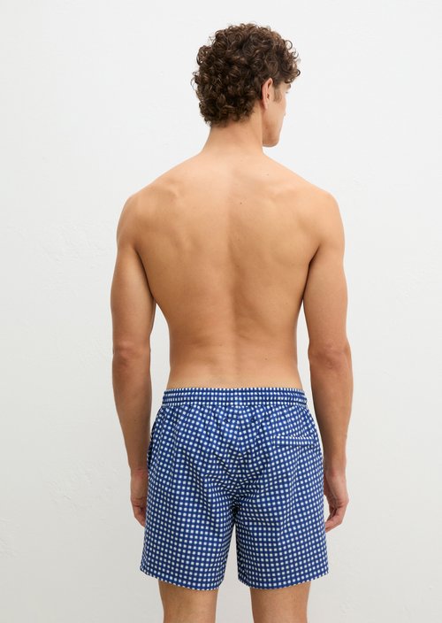 Swimming shorts — Navy Peony Check (alternate view)