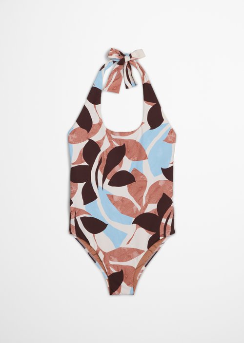 Halter neck swimsuit — Breezy Leaf Print