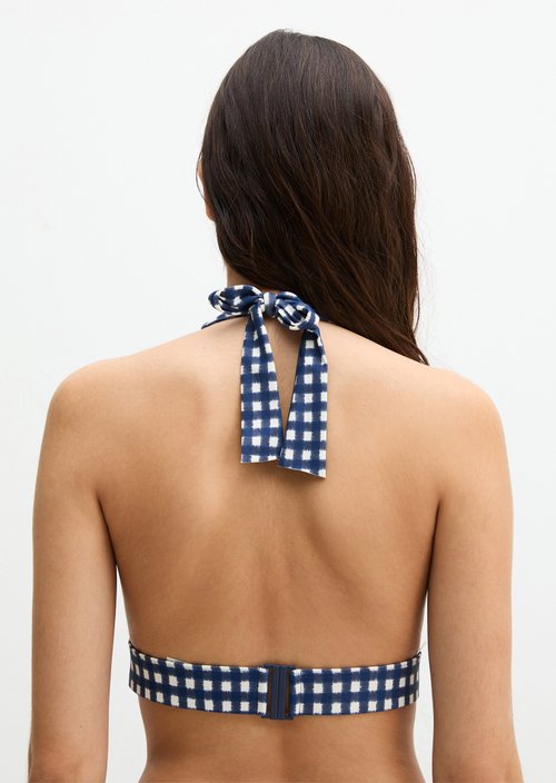 Bikini triangle top — Navy Peony Check