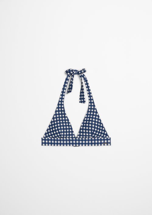 Bikini triangle top — Navy Peony Check