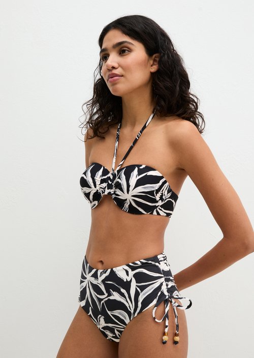 Padded halterneck bikini top — Black/White
