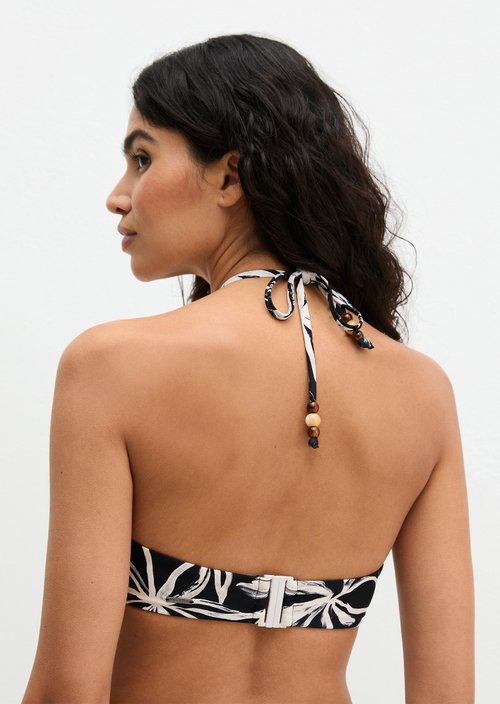 Padded halterneck bikini top — Black/White