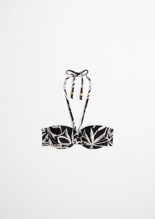 Padded halterneck bikini top — Black/White