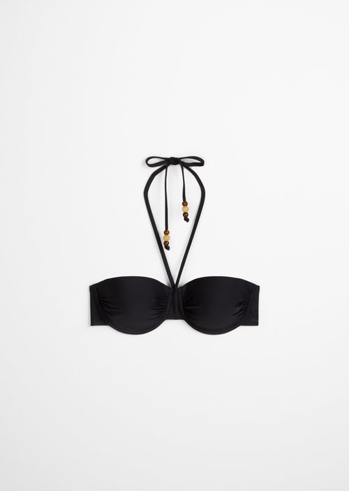 Padded halterneck bikini top — Black