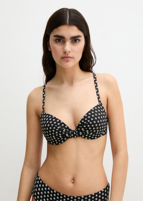 Padded bikini top — Black Geo Print
