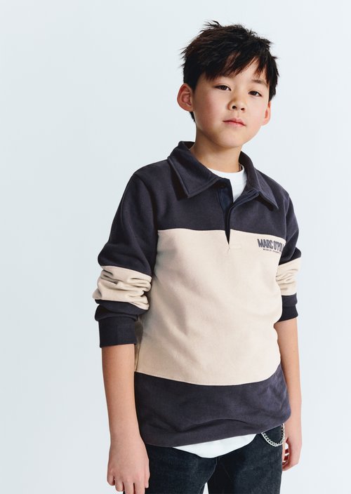 TEENS-BOYS Polo-Style Sweatshirt — Dark Navy