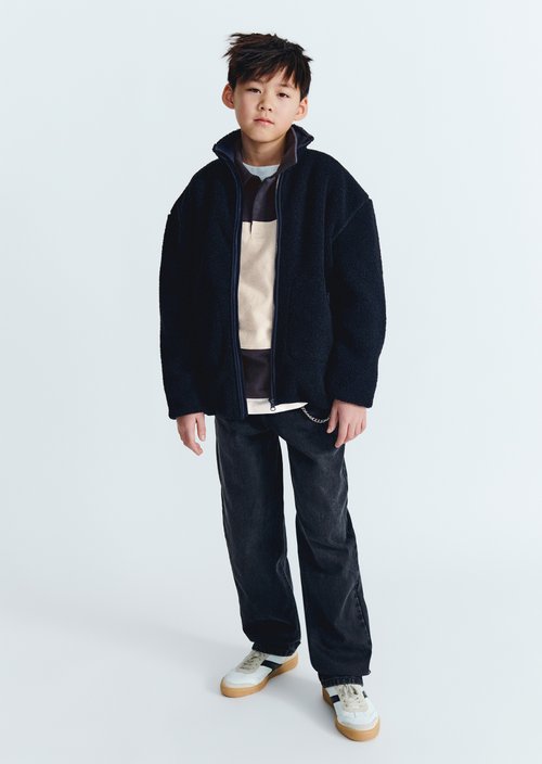 TEENS-BOYS Polo-Style Sweatshirt — Dark Navy