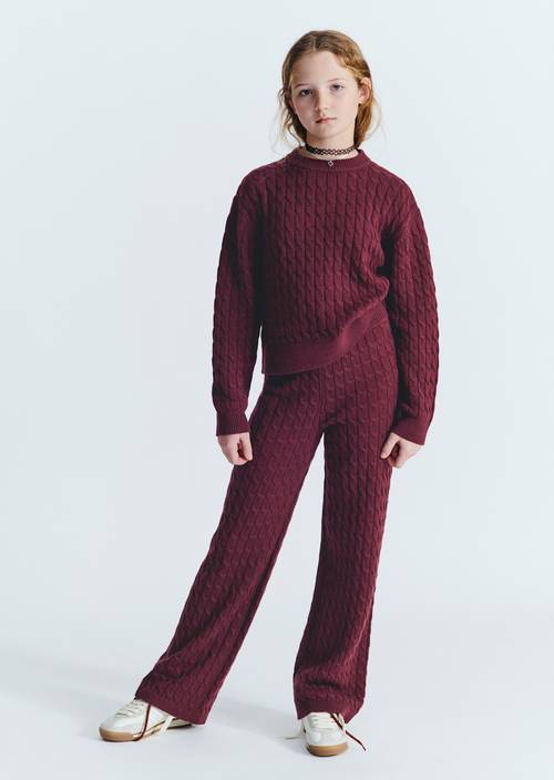 TEENS-GIRLS Knit Pants Red worn on model