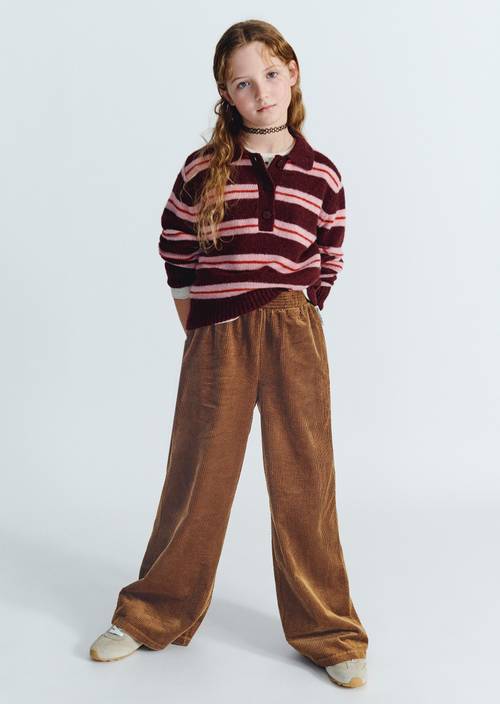 TEENS-GIRLS Corduroy Pants Brown worn on model