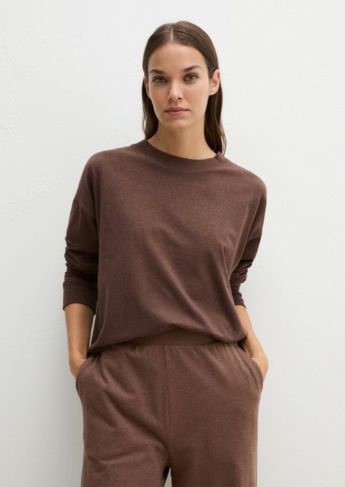 Long-sleeved lounge shirt — chocolate brown melange