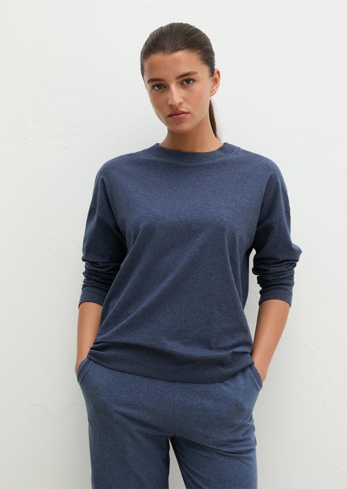 Long-sleeved lounge shirt — dark blue melange