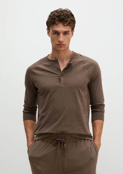 Lounge-Henleyshirt chocolate brown melange - Produkt Bild 1