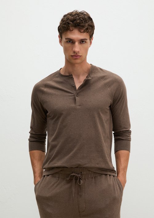 Lounge henley shirt — chocolate brown melange
