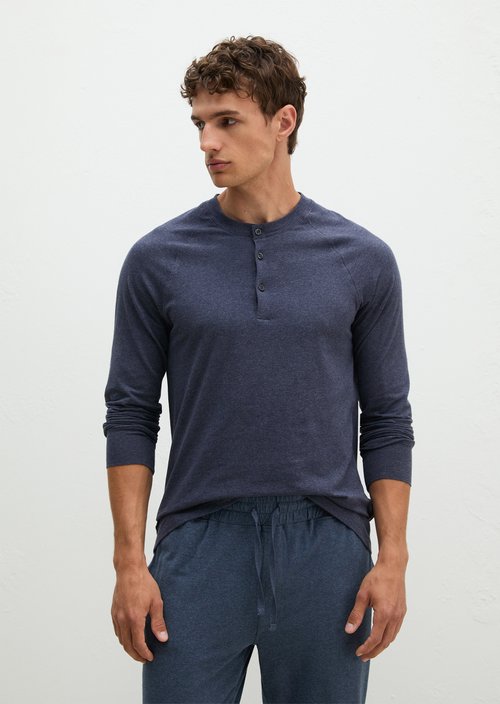 Lounge henley shirt — dark blue melange