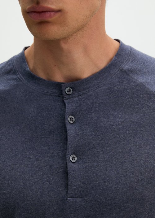 Lounge henley shirt — dark blue melange
