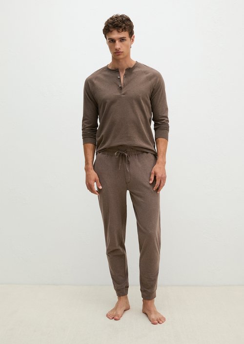 Lounge jersey pants — chocolate brown melange