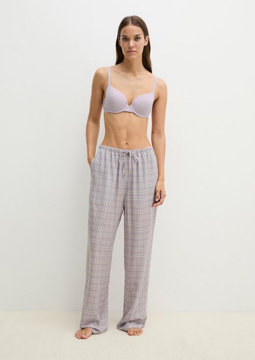 Lounge pants — gray lilac check