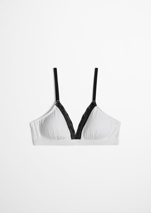 Fine rib bralette — White