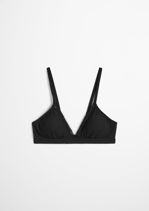 Fine rib bralette — Black