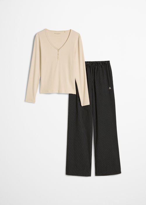 Lounge pyjama set — french oak/black stripe