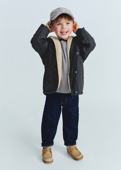 KIDS - BOYS Rain Jacket Dark Navy worn on model