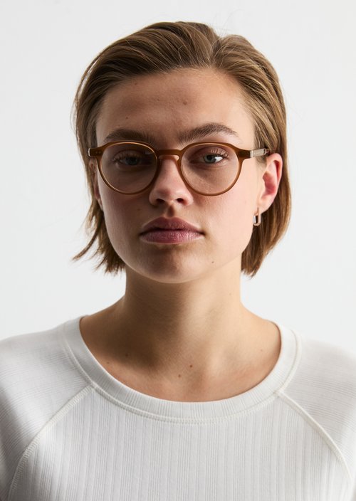 Runde Unisex-Panto-Brille — Brown