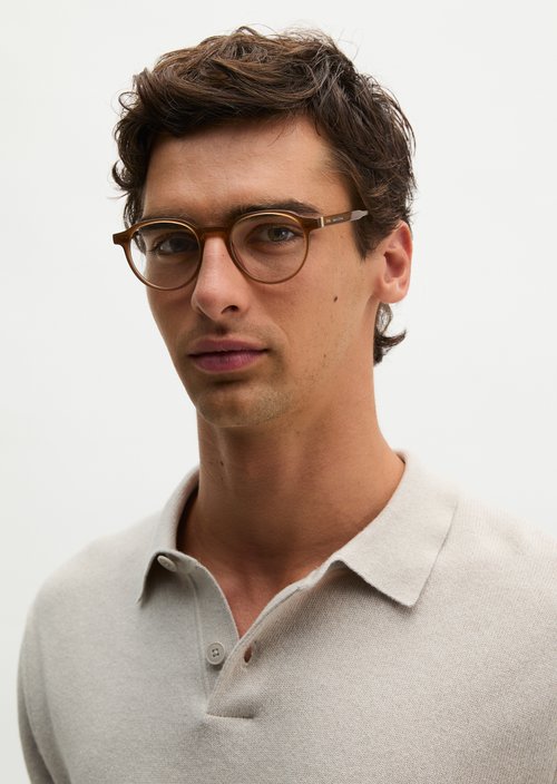 Runde Unisex-Panto-Brille — Brown