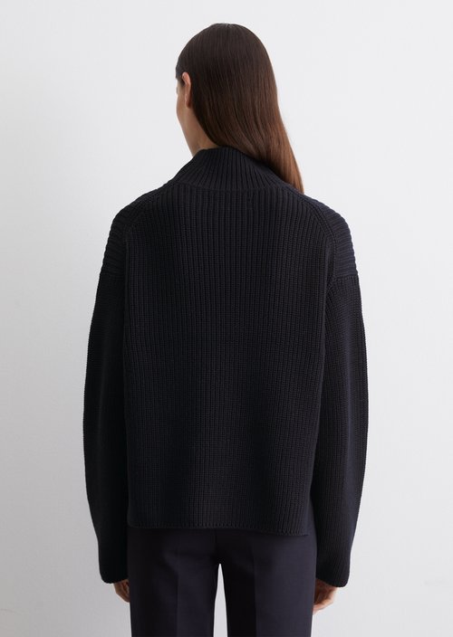 DfC Turtleneck knitted sweater loose — Dark blue