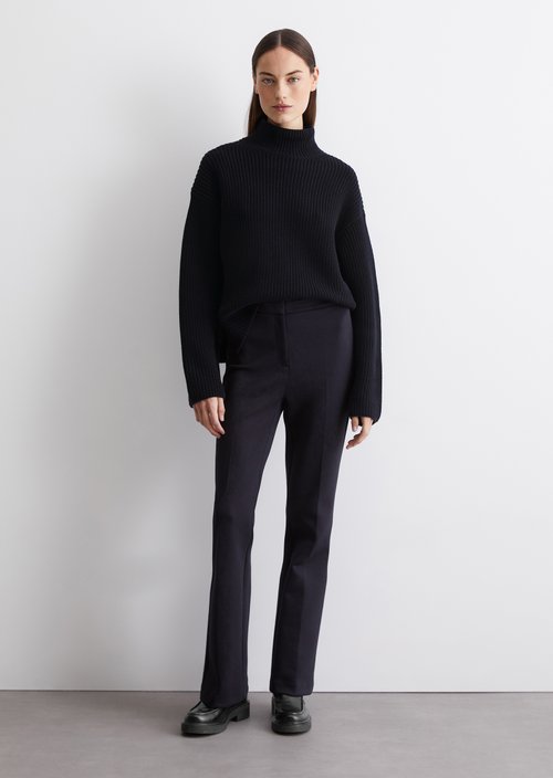 DfC Turtleneck knitted sweater loose — Dark blue
