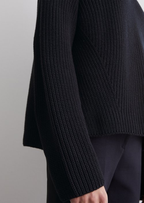 DfC Turtleneck knitted sweater loose — Dark blue