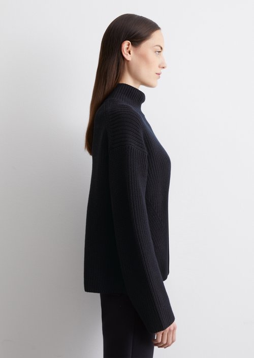 DfC Turtleneck knitted sweater loose — Dark blue