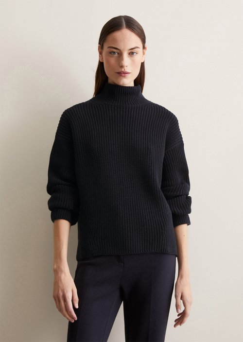 DfC Turtleneck knitted sweater loose — Dark blue